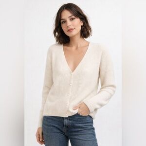 One Grey Day 100% Cashmere Cardigan Sweater Oversized Soft Luxury